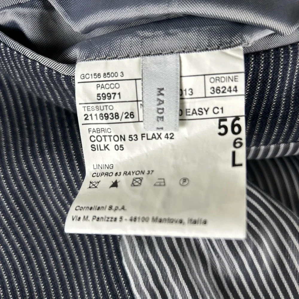 Corneliani Gray Pinstripe Blazer 2-Button Sport Coat Mens ~42R Cotton Flax Silk